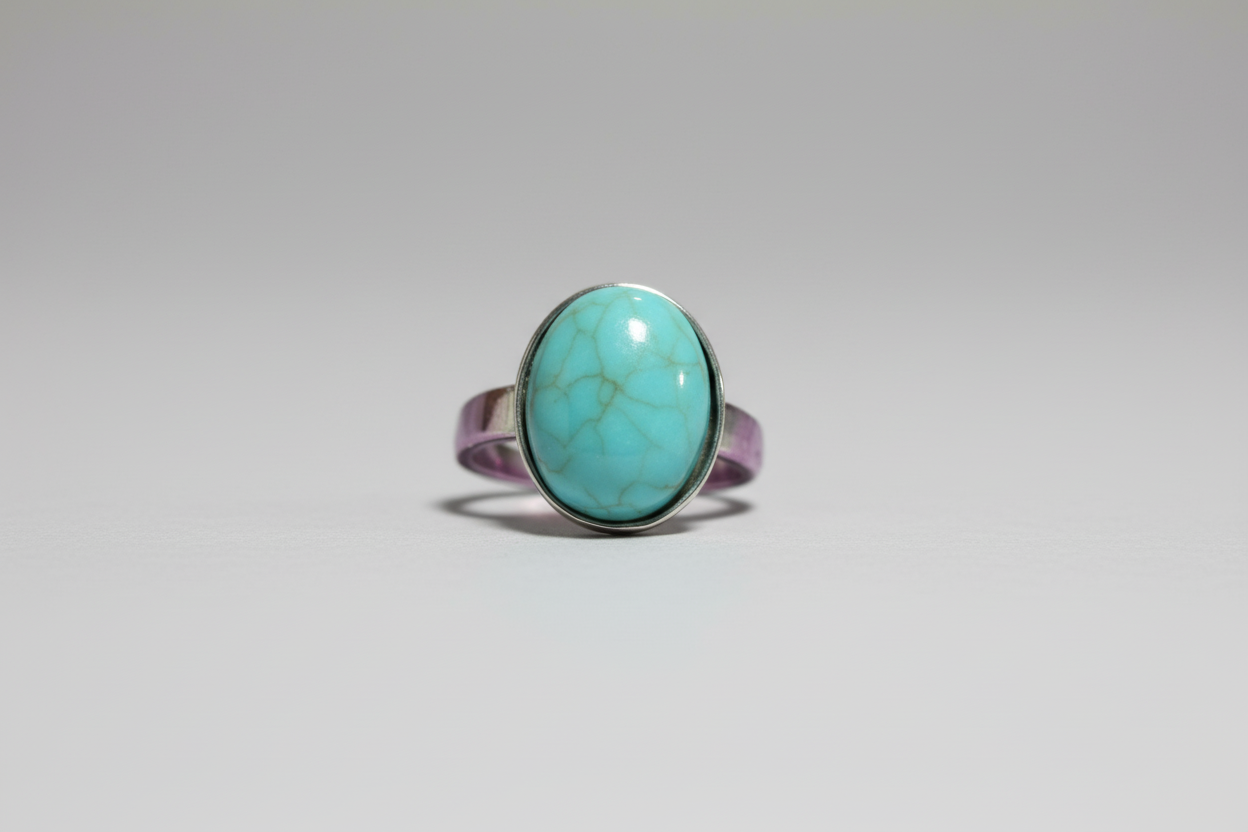 Anillo  acero piedra Turquesa