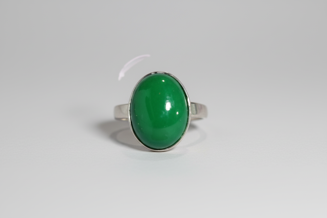 Anillo de pìedra aventurina verde de acero