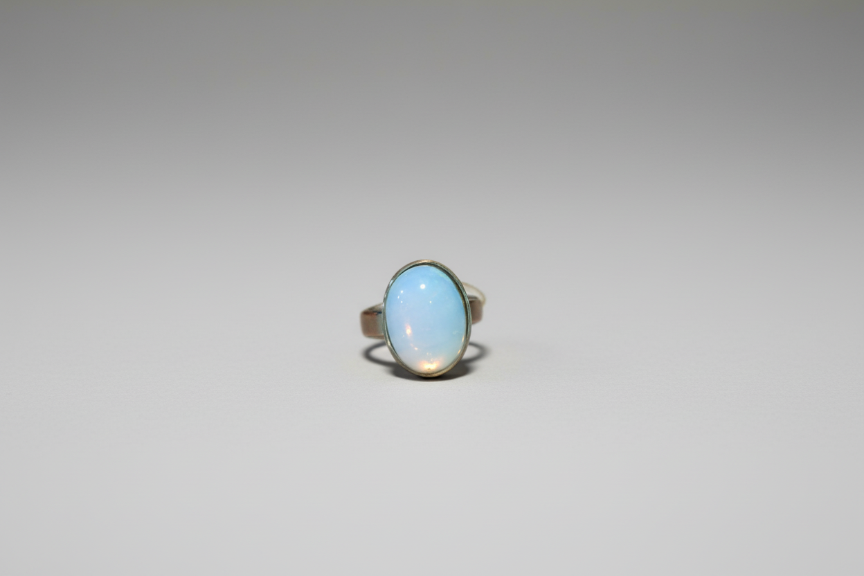 Anillo piedra opalo de acero