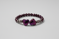Anillo elástico corazones violeta y hematita. IVA incluido