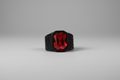 Anillo acero de color negro y piedra roja IVA incluido