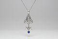 Colgante amuleto triqueta, triple luna, tetragramaton acero más piedra lapislázuli(Diseño de Lubelia)