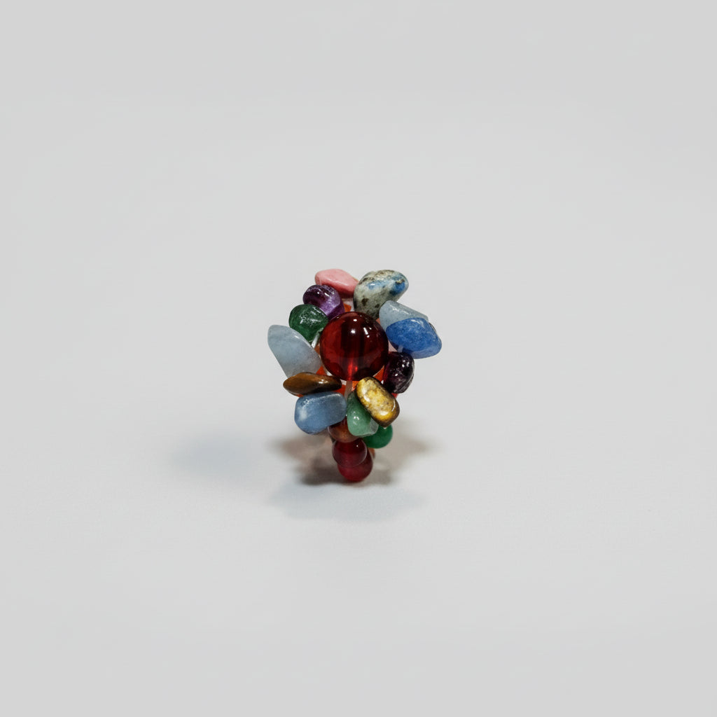 anillo elástico con varias piedras , lapislázuli, amatista, aventurina verde (Diseño Lubelia)
