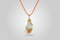 Colgante cuarzo cristal con piedra calcita naranja cadena cuerda naranja, vetas doradas