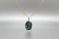 Colgante piedra Drusa aqua aura con cadena acero dorado