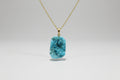 Colgante piedra Drusa azul turquesa con cadena acero dorado