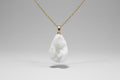Colgante  cadena de  acero dorado piedra Drusa blanca