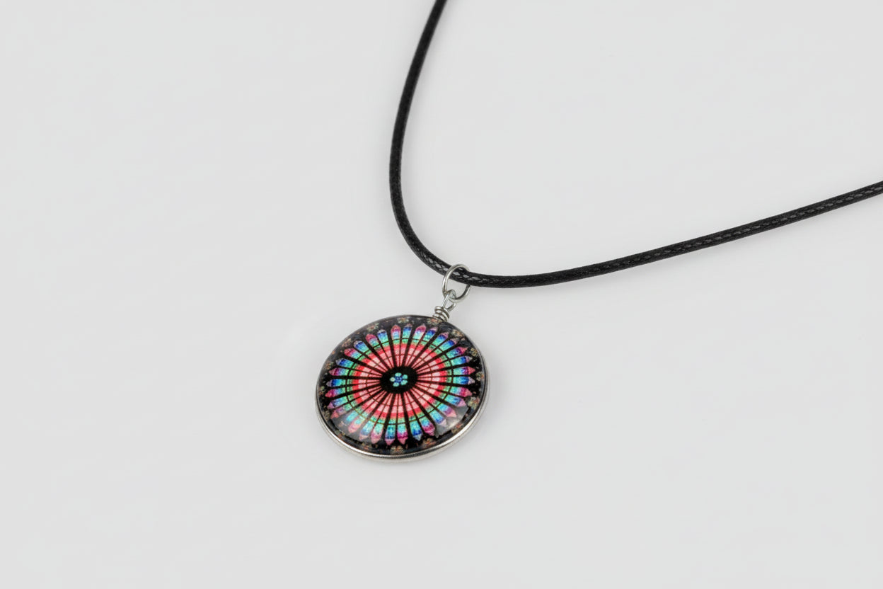 Colgante mandala colores simétricos más cordón negro