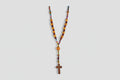 Rosario cuentas de madera  de colores, cruz de madera(Diseño de Lubelia) IVA incluido