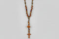 RosarioLa Rudraksha, ojo de tigre, Hematita y cruz de madera (Diseño de Lubelia) IVA incluido