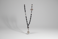 Collar de cuentas piedras lluvia de estrellas con nudo de bruja y tetragramaton, doble protección(Diseño de Lubelia)IVA incluido