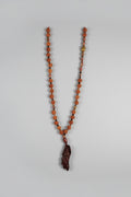 Collar  de cuentas Rudraksha, cristales y unmakita, colgante buda de madera( Diseño de Lubelia) IVA incluido