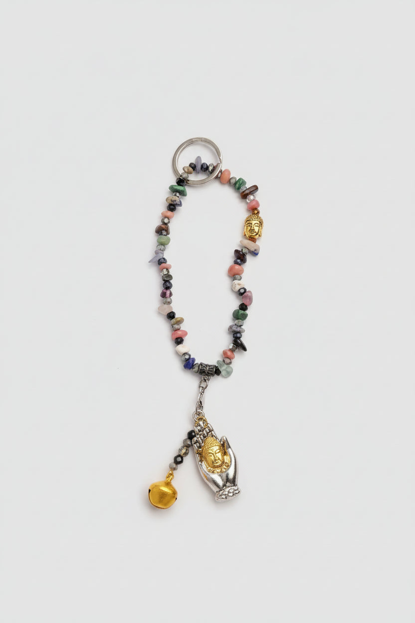 Colgante  para móvil con variedad de piedras con Buda y cascabel ( Diseño de Lubelia) IVA incluido