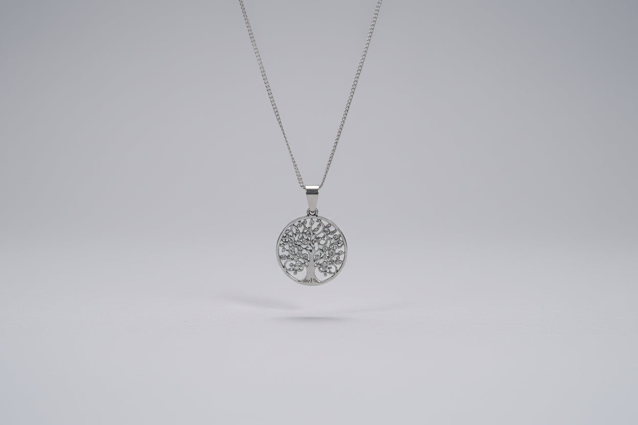 Colgante medalla árbol con cadena de acero