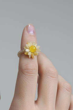 Anillo elástico flor piedra citrino ( Diseño de Lubelia ) IVA incluido