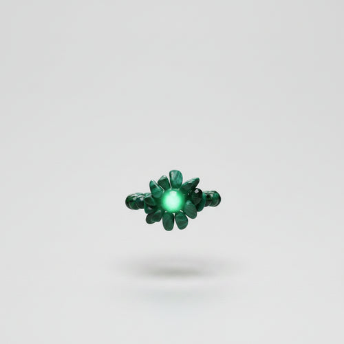 Anillo elástico flor piedra malaquita ( Diseño de Lubelia ) IVA incluido