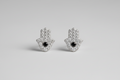 Pendientes acero mano de Fátima con cristal negro