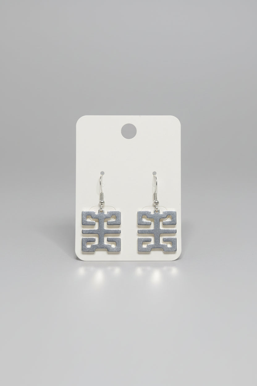 Pendientes de acero baño de plata, geométricos estilo étnico – Elegantes y modernos