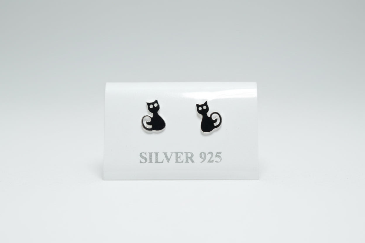 Pendientes de Gato en Plata 925 – Elegantes y Adorables cierre mariposa