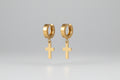 Pendientes de cruz  acero dorado