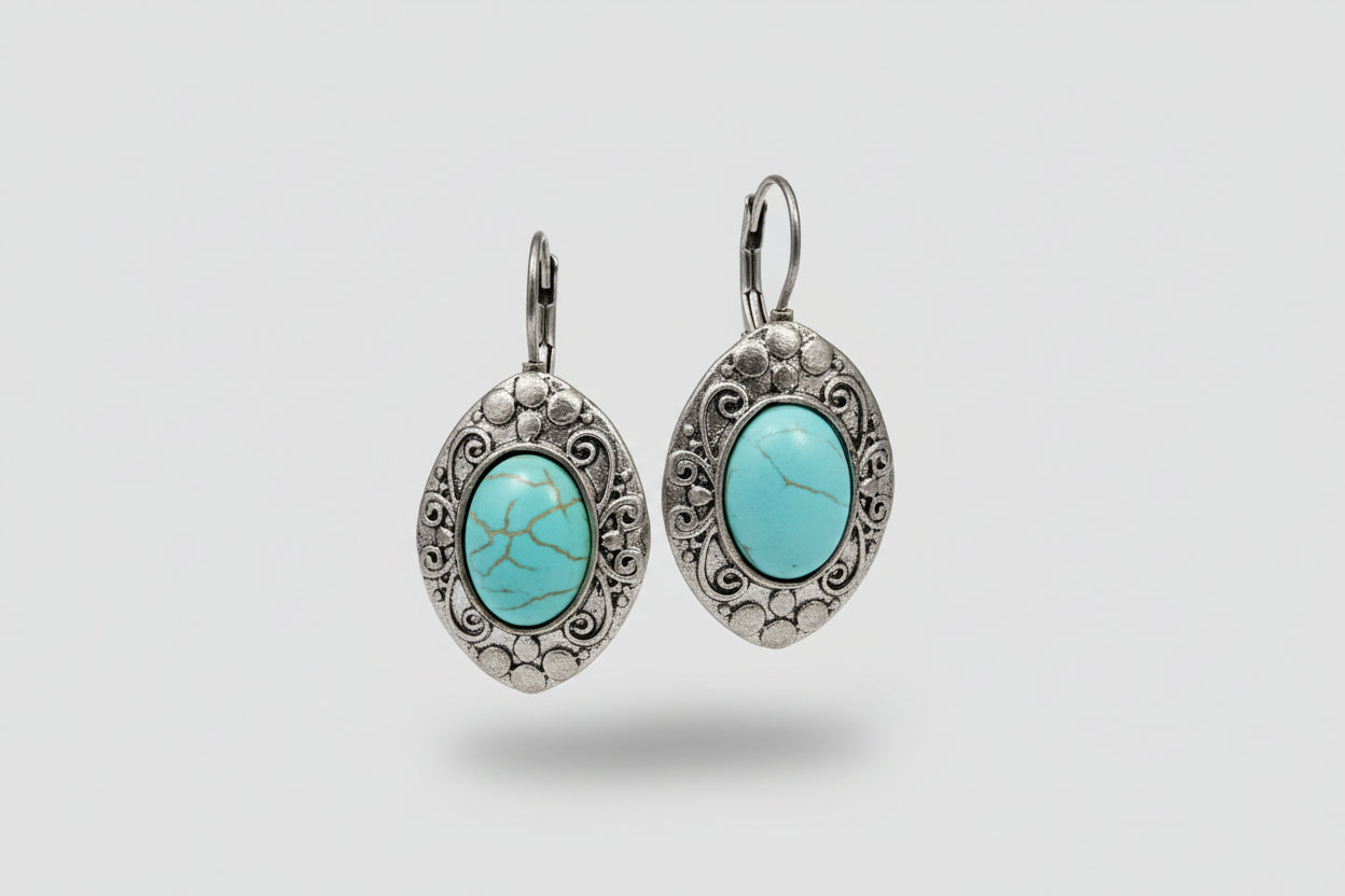 Pendientes estilo Vintage piedra azul IVA incluido