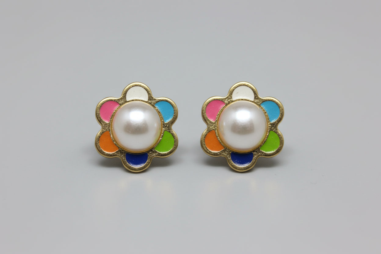 Pendientes de acero flor de colores IVA incluido