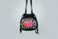 Bolso de tela algodón negro con flor bordada. IVA incluido