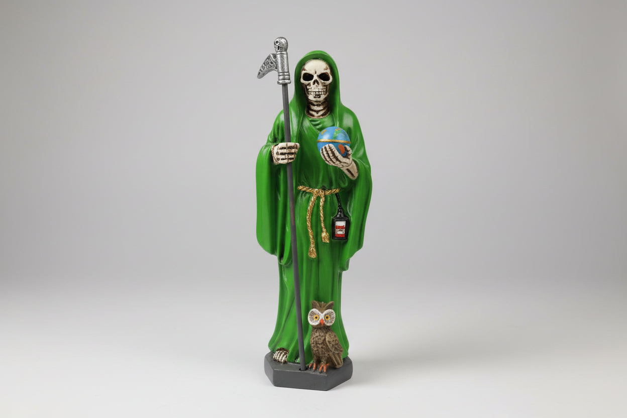 Santa Muerte verde, ideal para la abundancia económica y para el  trabajo 20cm. IVA incluido