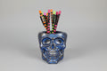 Calavera azul reflejos dorados, cristalitos, hechana mano. IVA incluyido 10X10 cm.( Diseño de Lubelia )