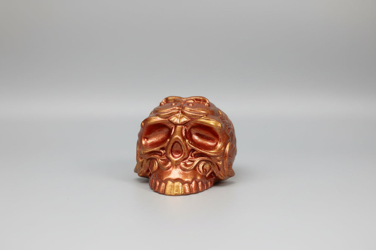 Calavera  tarro color naranja y reflejos cobrizos( Diseño de Lubelia ) IVA incluido