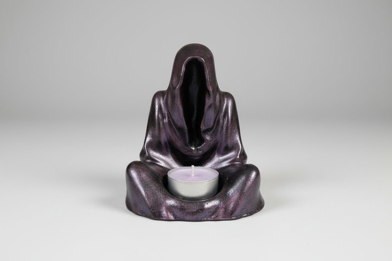 Porta velas de té  arconte violeta y gris 12X10. (Hecho por Lubelia ) IVA incluido.