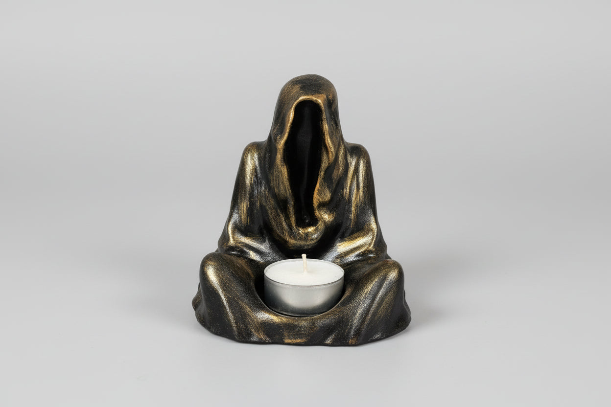 Porta velas de té arconte color bronce efecto metálico 12X10 cm. (Hecho por Lubelia ) IVA incluido