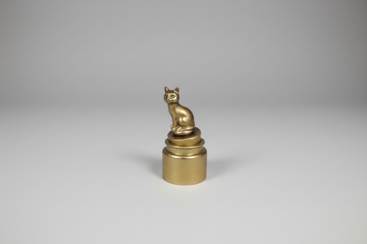 Bote cerámico con gato Bronce y dorado 13X6cm. (Hecho por Lubelia ) IVA incluido.