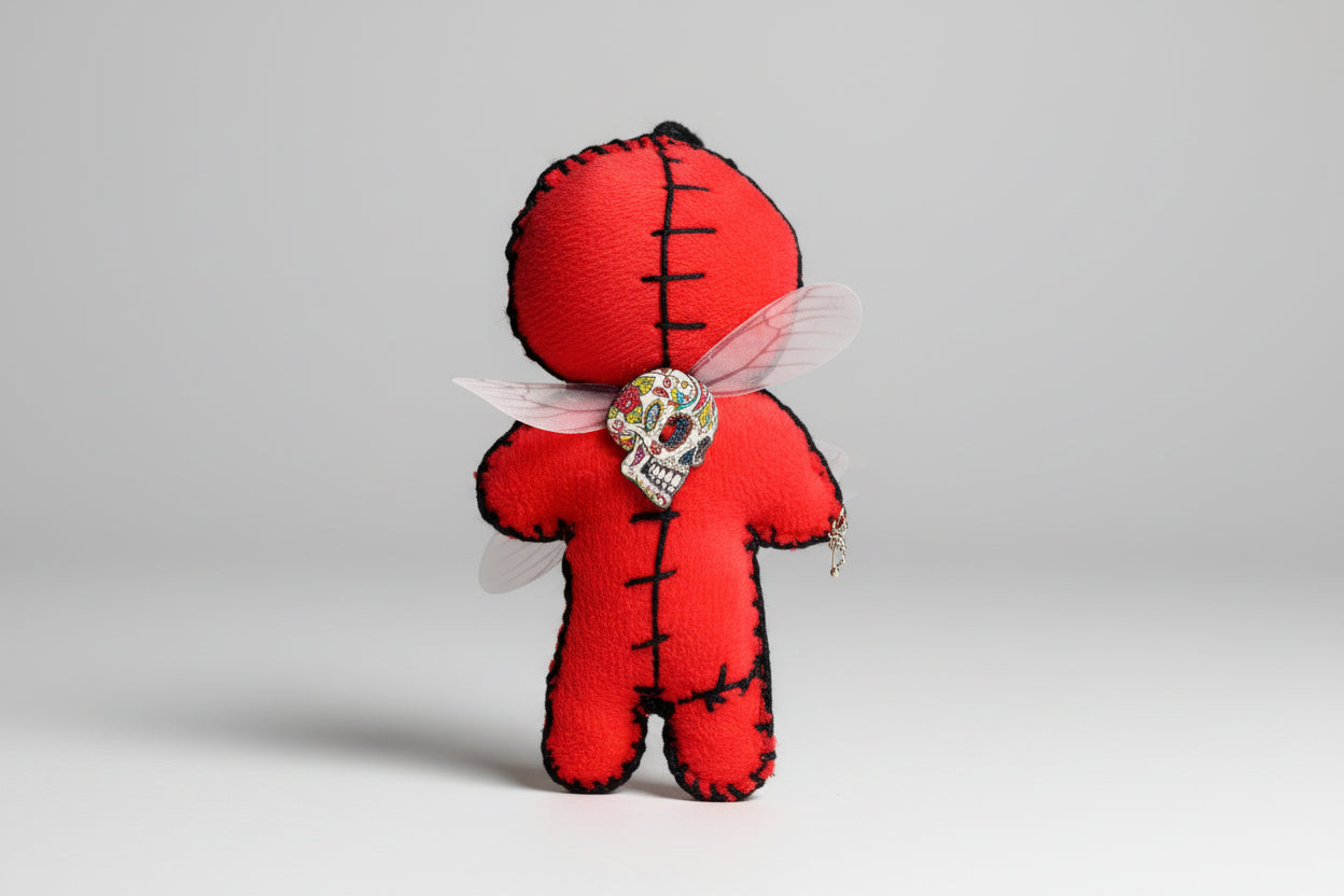 Llavero muñeco color rojo con una llave en su mano (Intención, abrir caminos favorables y de protección ) (Hecho por Lubelia ) IVA incluido