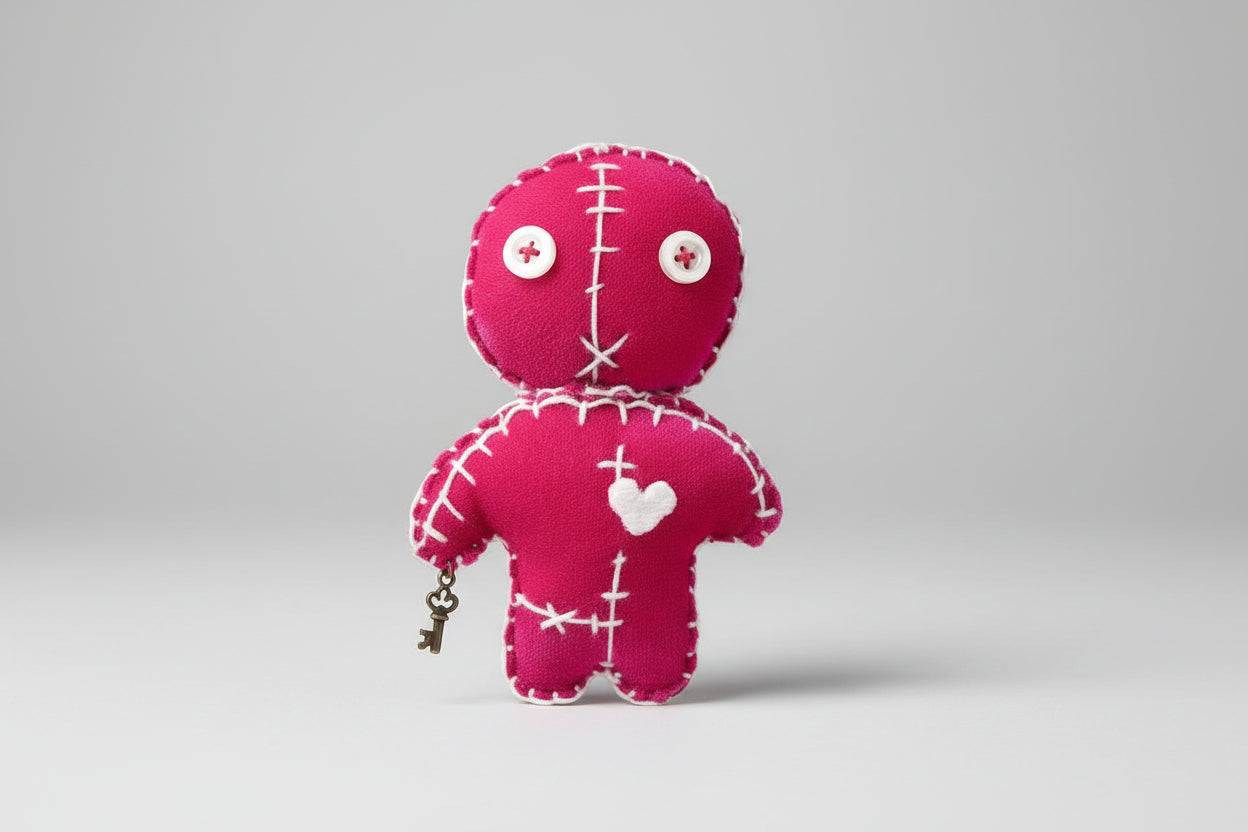 Llavero muñeco color rosa con una llave en su mano (Intención, abrir caminos favorables y de protección ) (Hecho por Lubelia ) IVA incluido