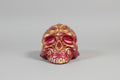 Calavera  tarro color ronjo metálico y reflejos dorados( Diseño de Lubelia ) IVA incluido