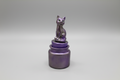 Bote cerámico con gato violeta y gris 13X6 cm. (Hecho por Lubelia ) IVA incluido.