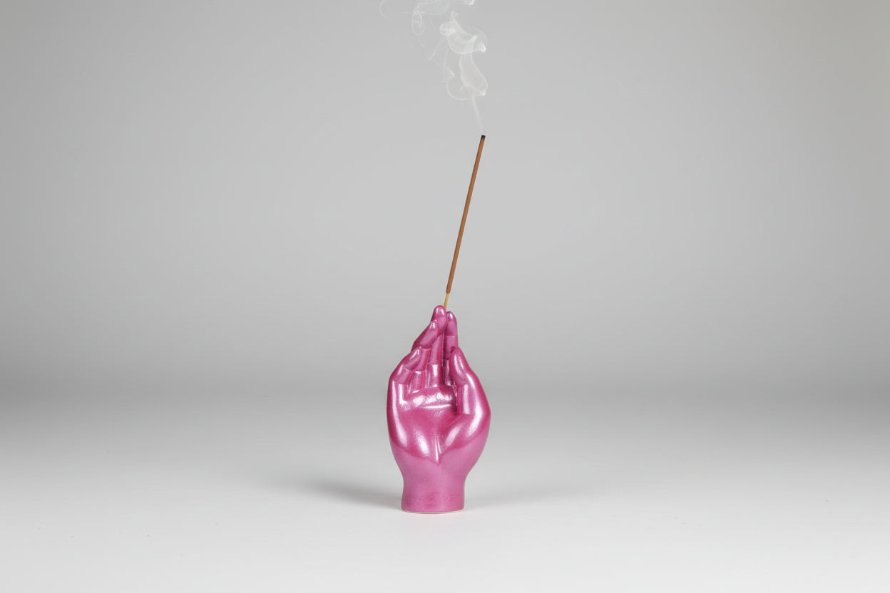 Porta incienso mano color rosa 12X4 ( Hecho por Lu elia ) IVA incluido