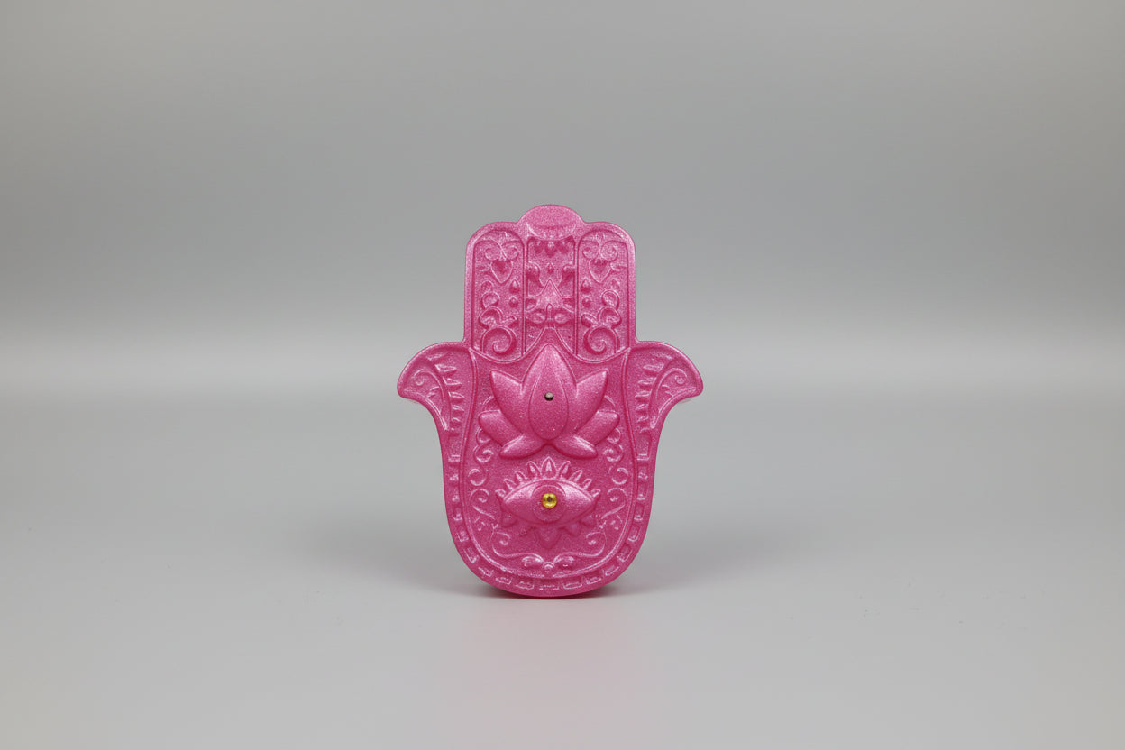 Porta incienso mano de Fátima color rosa.9X6 cm. (Hecho por Lubelia) IVA incluido.