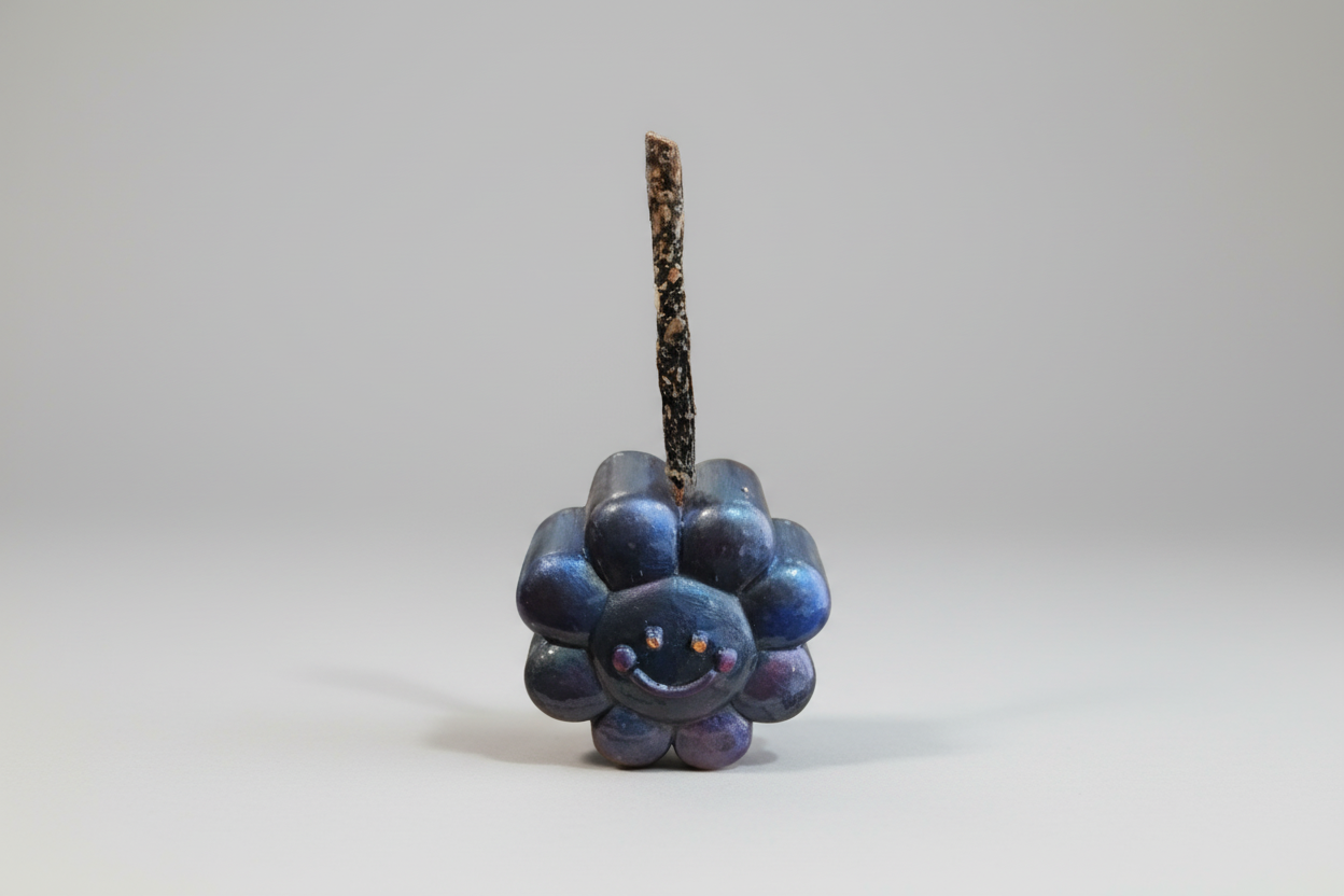 Porta incienso flor color azul metálico y reflejos rosa 7X7 cm. ( Hecho por Lubelia ) IVA incluido