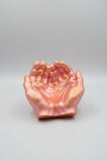 Manos color rosa reflejos dorados 13X6 cm.Práctico, perfecto para colocar llaves, joyas, piedras energéticas o simplemente como pieza ornamental.(Hecho por Lubelia )IVA incluido