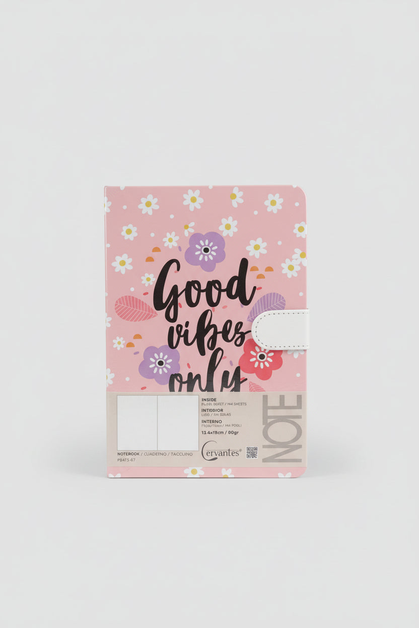 Libreta rosa con flores 19X13 cm. IVA incluido