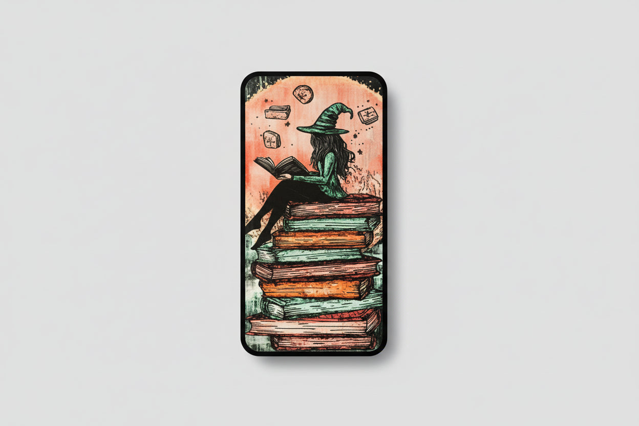 Monedero bruja, color negro. 20X11 cm. IVA incluido.