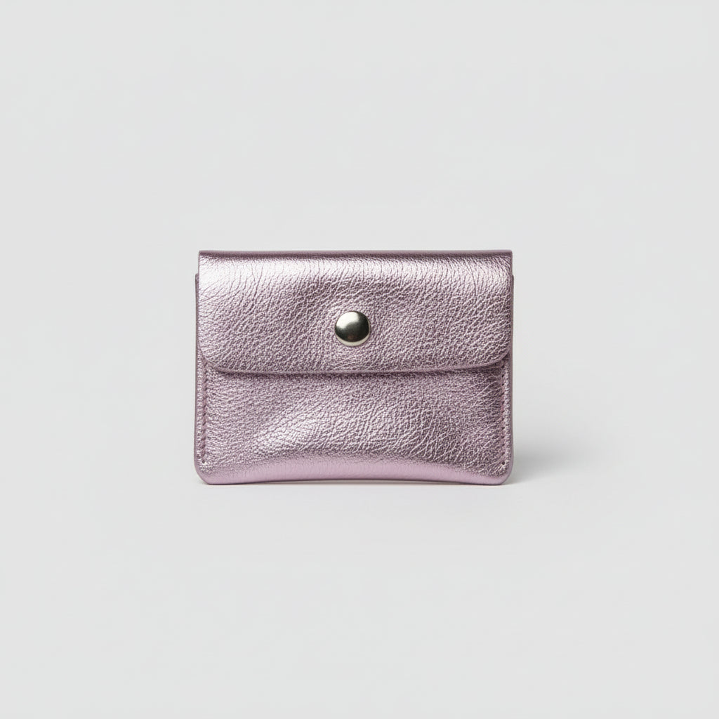 Monedero de piel color rosa palido 11X8 cm. IVA incluido