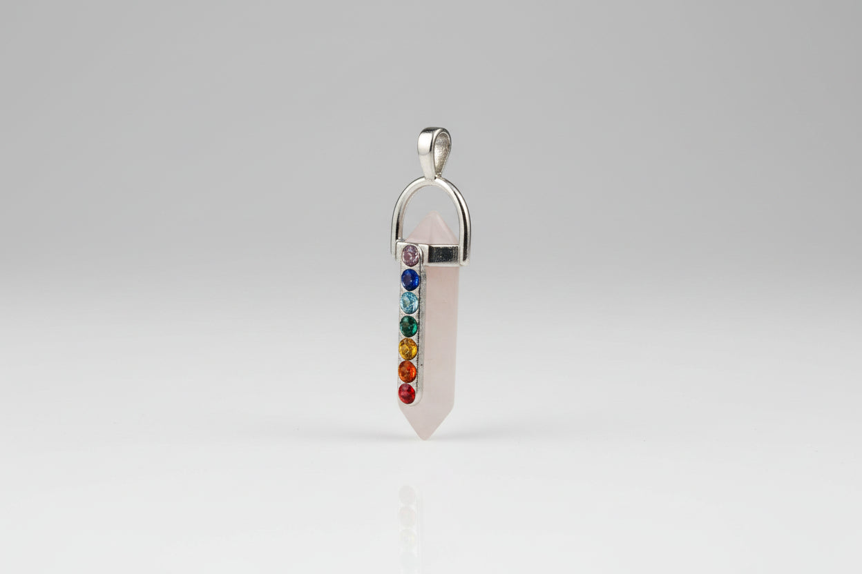 Colgante Chakras Cuarzo rosa. No incluye cadena. IVA incluido