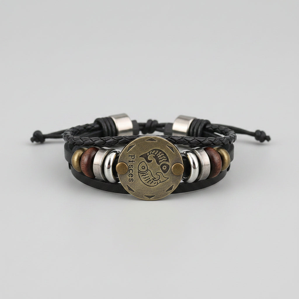 Pulsera de cuero horóscopo piscis