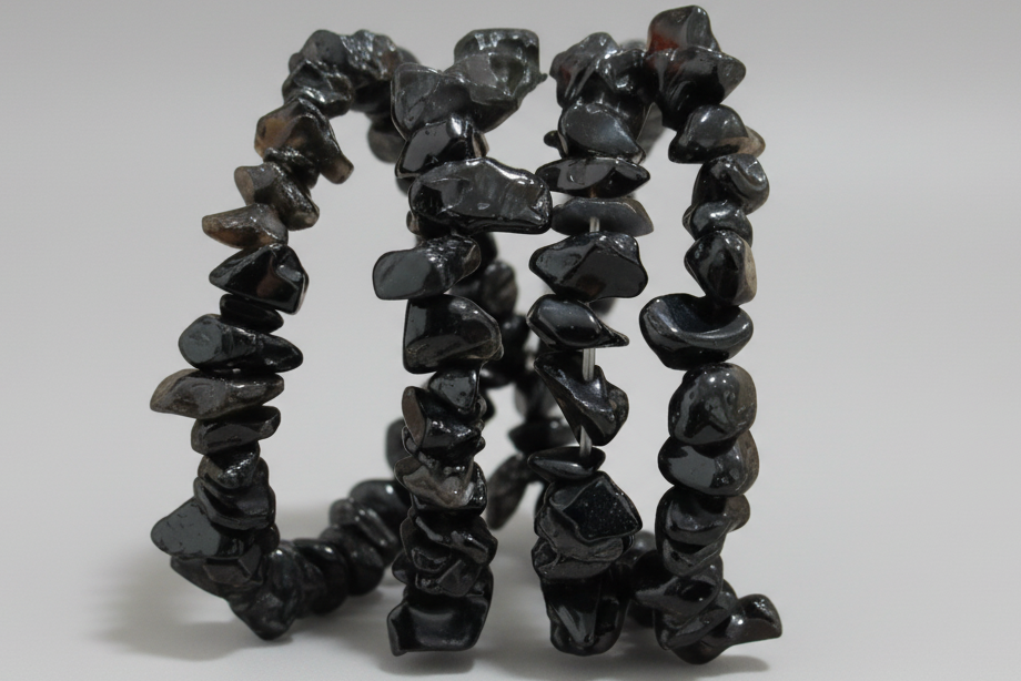Pulsera  chip turmalina negra