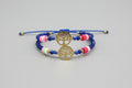 Pulsera cuentas cristal  azul marino cierre cuerda y árbol. IVA incluido