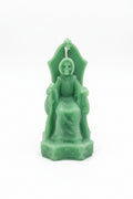 Vela Santa Muerte pequeña en trono color verde. IVA incluido