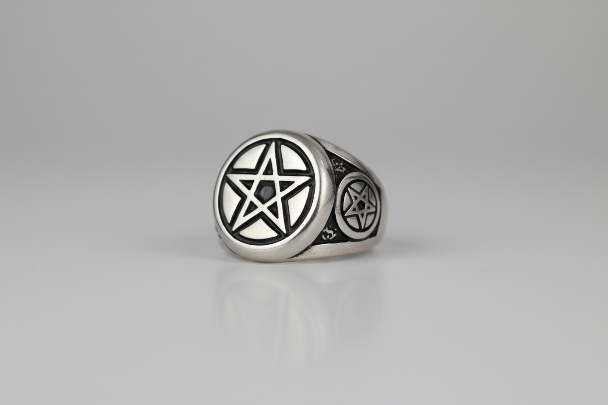 Anillo acero tetragramaton, central y lagteral Hombre precio con IVA